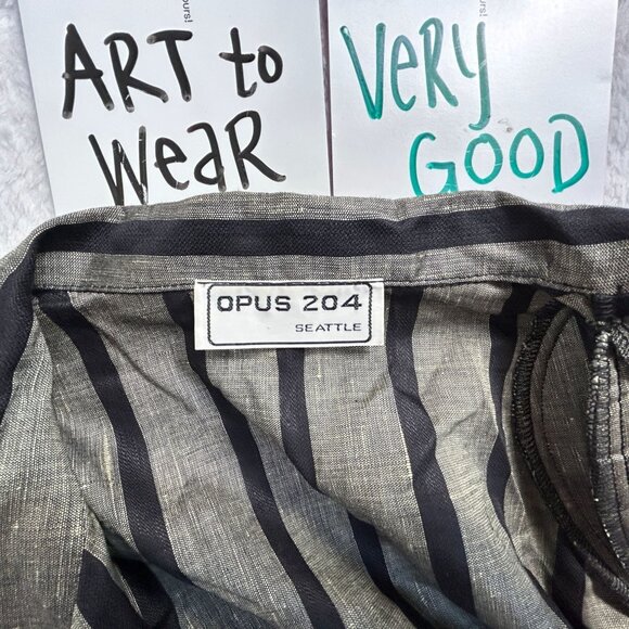 Opus 204 Seattle Vintage Striped Linen Long Coat Jacket Duster Robe Lagenlook - Picture 6 of 12